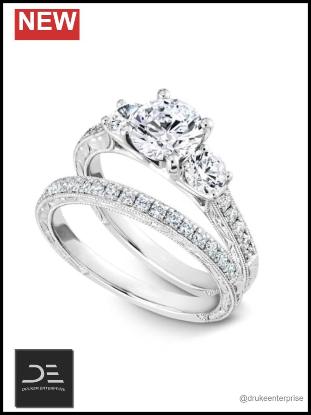 Moissanite Wedding Ring Set 925 Sterling Silver Round Cut Bridal Rings